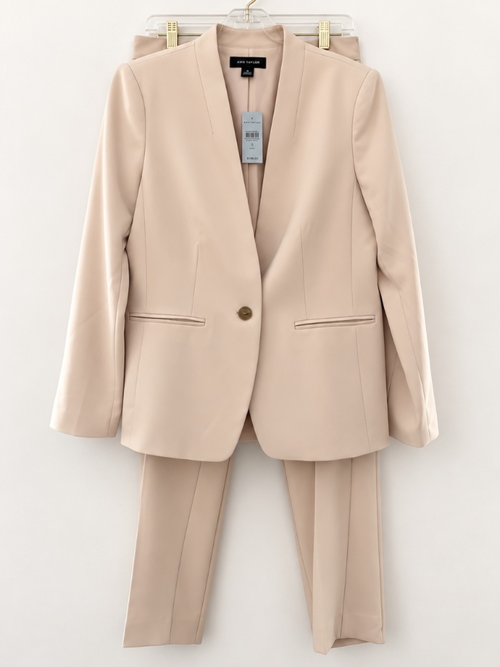 NWT Ann Taylor Blush/Cream Pantsuit Blazer 8P Pants 10 — $307 Retail